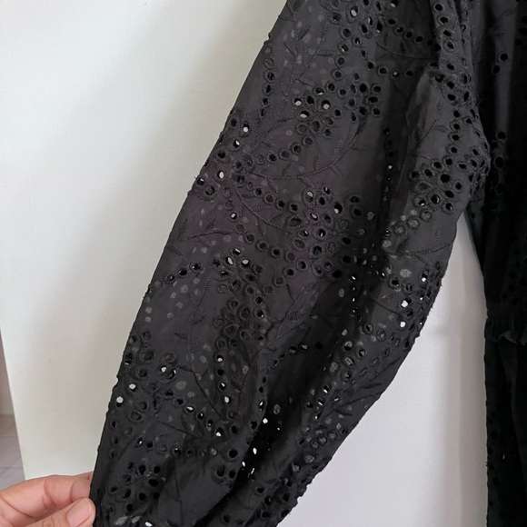 Chico's black midi dress tiered ruffle eyelet Size 2 / US 12 NWT - Picture 6 of 7